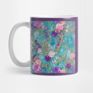 Amethyst, Rose Quartz and Roses Pattern Mug